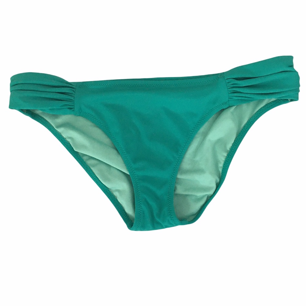 Victoria's Secret Green Ruched Stretch Low Rise Swim Bikini Bottoms